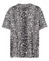 Мужская бело-черная футболка с круглым вырезом с леопардовым принтом от Burberry