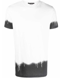 Мужская бело-черная футболка с круглым вырезом с принтом тай-дай от Daniele Alessandrini
