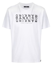 Мужская бело-черная футболка с круглым вырезом с принтом от 7 For All Mankind