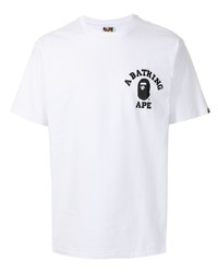 Мужская бело-черная футболка с круглым вырезом с принтом от A Bathing Ape