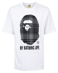 Мужская бело-черная футболка с круглым вырезом с принтом от A Bathing Ape