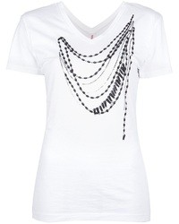 Женская бело-черная футболка с круглым вырезом с принтом от A.F.Vandevorst