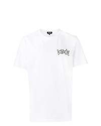 Мужская бело-черная футболка с круглым вырезом с принтом от A.P.C.