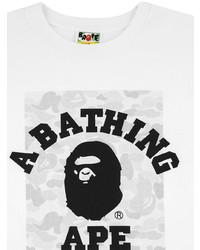 Мужская бело-черная футболка с круглым вырезом с принтом от A Bathing Ape