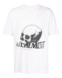 Мужская бело-черная футболка с круглым вырезом с принтом от Alchemist