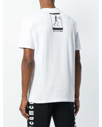 Мужская бело-черная футболка с круглым вырезом с принтом от McQ