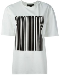 Женская бело-черная футболка с круглым вырезом с принтом от Alexander Wang