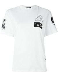 Женская бело-черная футболка с круглым вырезом с принтом от Alexander Wang