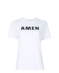 Женская бело-черная футболка с круглым вырезом с принтом от Amen