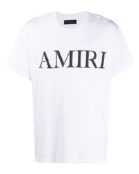 Мужская бело-черная футболка с круглым вырезом с принтом от Amiri