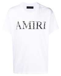 Мужская бело-черная футболка с круглым вырезом с принтом от Amiri