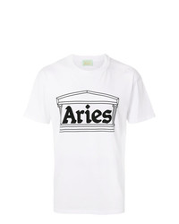 Мужская бело-черная футболка с круглым вырезом с принтом от Aries