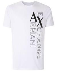 Мужская бело-черная футболка с круглым вырезом с принтом от Armani Exchange