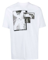 Мужская бело-черная футболка с круглым вырезом с принтом от Armani Exchange