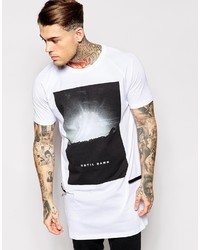 Мужская бело-черная футболка с круглым вырезом с принтом от Asos