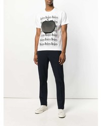 Мужская бело-черная футболка с круглым вырезом с принтом от The Beatles X Comme Des Garçons