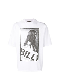 Мужская бело-черная футболка с круглым вырезом с принтом от Billy Los Angeles