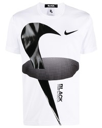 Мужская бело-черная футболка с круглым вырезом с принтом от Black Comme Des Garçons
