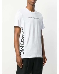 Мужская бело-черная футболка с круглым вырезом с принтом от Omc