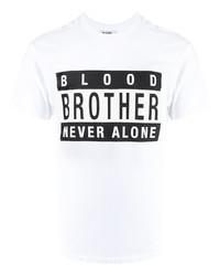 Мужская бело-черная футболка с круглым вырезом с принтом от Blood Brother