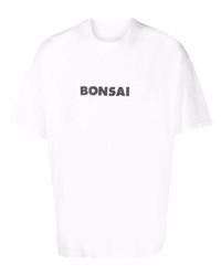 Мужская бело-черная футболка с круглым вырезом с принтом от Bonsai