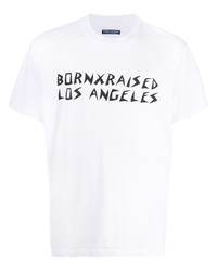 Мужская бело-черная футболка с круглым вырезом с принтом от BornxRaised