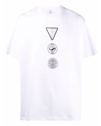 Мужская бело-черная футболка с круглым вырезом с принтом от Burberry