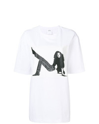 Женская бело-черная футболка с круглым вырезом с принтом от Calvin Klein Jeans Est. 1978