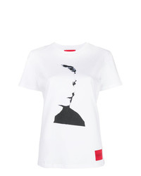 Женская бело-черная футболка с круглым вырезом с принтом от Calvin Klein Jeans