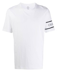 Мужская бело-черная футболка с круглым вырезом с принтом от Calvin Klein