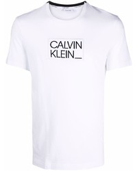 Мужская бело-черная футболка с круглым вырезом с принтом от Calvin Klein