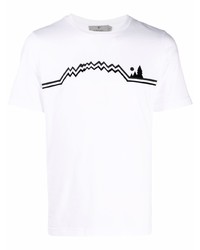 Мужская бело-черная футболка с круглым вырезом с принтом от Canali