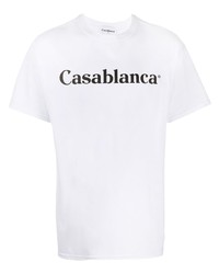 Мужская бело-черная футболка с круглым вырезом с принтом от Casablanca