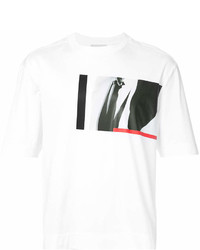 Мужская бело-черная футболка с круглым вырезом с принтом от Cerruti