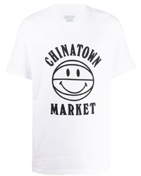 Мужская бело-черная футболка с круглым вырезом с принтом от Chinatown Market