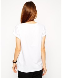 Женская бело-черная футболка с круглым вырезом с принтом от Asos