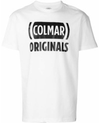 Мужская бело-черная футболка с круглым вырезом с принтом от Colmar