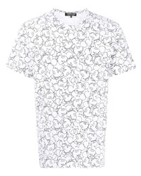 Мужская бело-черная футболка с круглым вырезом с принтом от Comme des Garcons Homme Deux