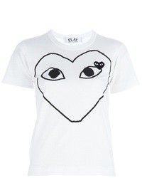 Женская бело-черная футболка с круглым вырезом с принтом от Comme des Garcons