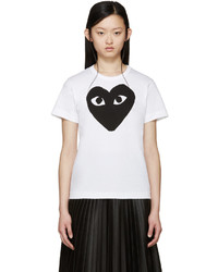 Женская бело-черная футболка с круглым вырезом с принтом от Comme des Garcons