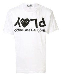Мужская бело-черная футболка с круглым вырезом с принтом от Comme Des Garcons Play