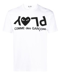 Мужская бело-черная футболка с круглым вырезом с принтом от Comme Des Garcons Play