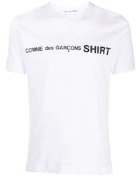 Мужская бело-черная футболка с круглым вырезом с принтом от Comme Des Garcons SHIRT