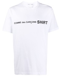 Мужская бело-черная футболка с круглым вырезом с принтом от Comme Des Garcons SHIRT