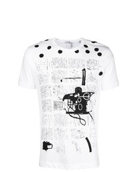 Мужская бело-черная футболка с круглым вырезом с принтом от Comme Des Garcons SHIRT