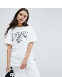 Женская бело-черная футболка с круглым вырезом с принтом от Converse