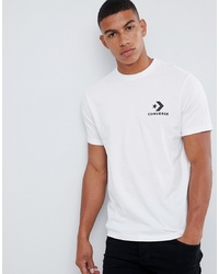 Мужская бело-черная футболка с круглым вырезом с принтом от Converse