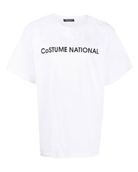 Мужская бело-черная футболка с круглым вырезом с принтом от costume national contemporary
