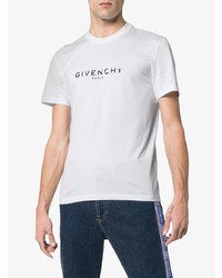 Мужская бело-черная футболка с круглым вырезом с принтом от Givenchy