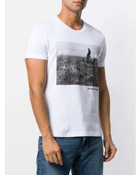 Мужская бело-черная футболка с круглым вырезом с принтом от Calvin Klein Jeans